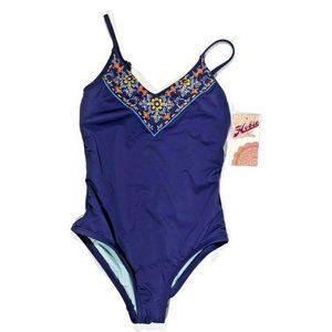 Hobie Swimwear Girl's Blue Embroidered One Piece